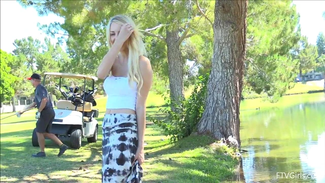 Seductive Maid Exposes Her Charming Boobs While Strolling Through Park