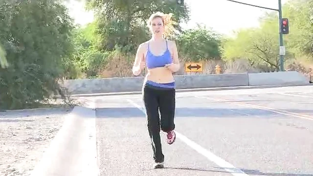 Emilie Gets Sexy After Jogging With Sultry Strip Show Indoors