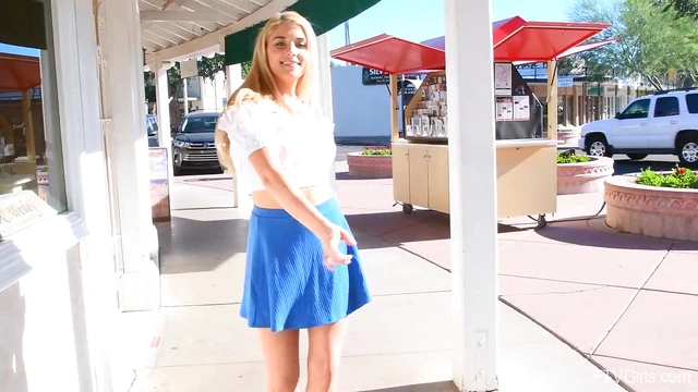 Innocent Teen Blonde Nikki Flashes Panties Publicly For Thrills