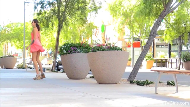 Public Fingering Fantasy: Cutie's Summer Dress Covers Her Wet Desire