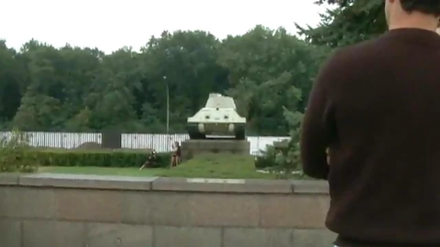 Blonde Slut Gets Fucked Hard While Sucking Cock Publicly BDSM Style