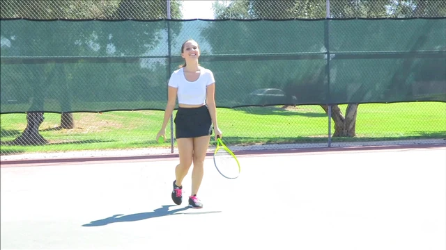 Sporty Brunette Shows Off Perky Tits then Gets Fucked Hard After Tennis