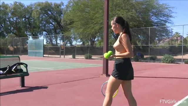 Sporty Brunette Shows Off Perky Tits then Gets Fucked Hard After Tennis