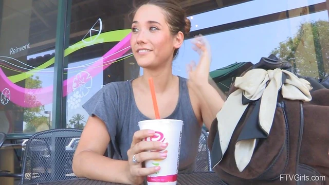 Sexy Neighbor Eva Plays Naked Outside Before Fountain Fun Time