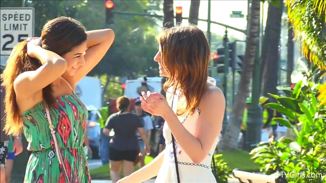 Public Passion: Lesbian Teen Couple Kisses and Teases Each Other