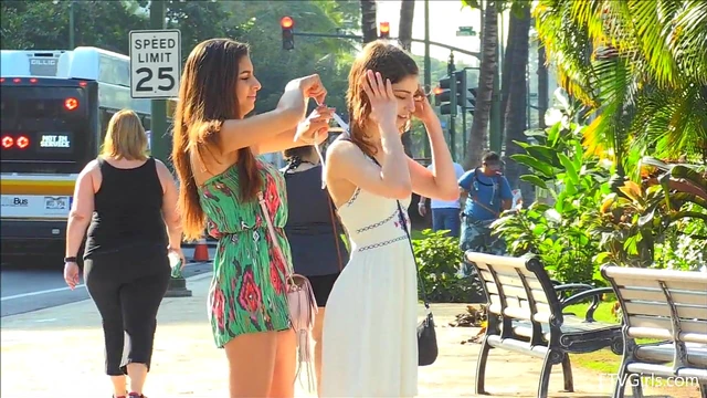 Public Passion: Lesbian Teen Couple Kisses and Teases Each Other