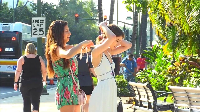 Public Passion: Lesbian Teen Couple Kisses and Teases Each Other