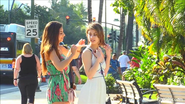 Public Passion: Lesbian Teen Couple Kisses and Teases Each Other