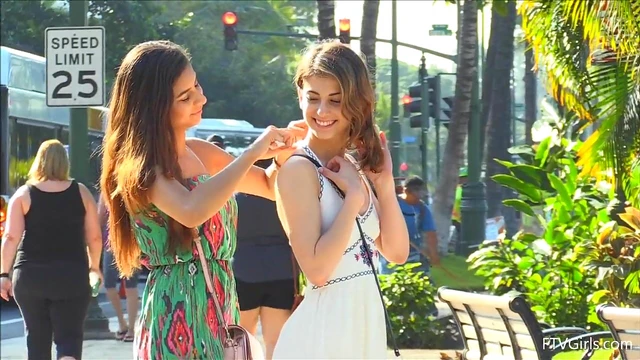 Public Passion: Lesbian Teen Couple Kisses and Teases Each Other