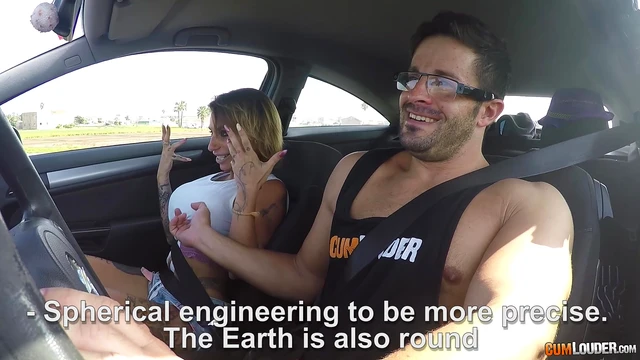 Moaning Busty Hottie Gets Her Wet Pussy Fucked Hard In The Car Ride