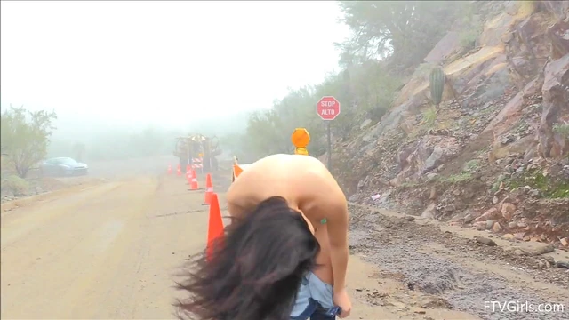 Hazy Day Strip Tease by Seductive Cutie Who Craves Public Nudity Action