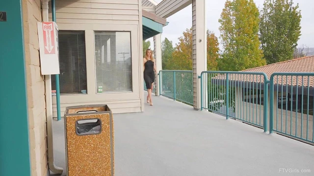 Outdoor Blonde MILF Shows Off Sexy Shaved Pussy & Giant Tits