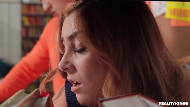 Curvy Redhead Kira Drops Thong for Steamy Library Fuck Fest