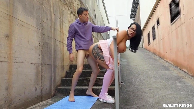 Sizzling Tattooed Jolee Loves Riding Cock Outdoors Publicly