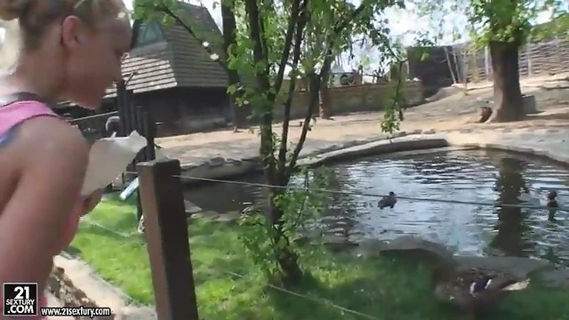 Kathia Nobili Flashes Her Ass Seductively at Zoo Visitors