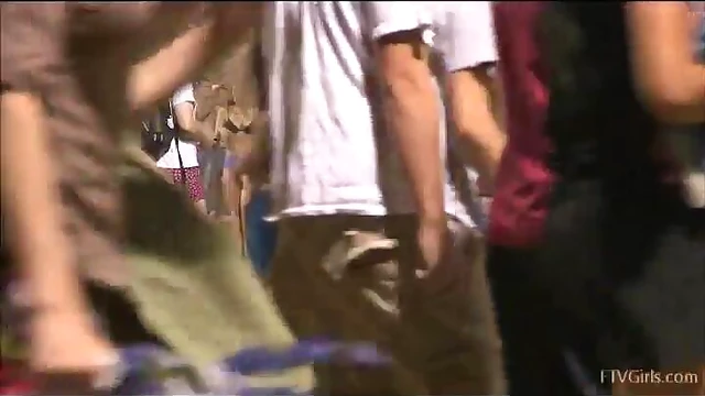 Sizzling Slut Flashes Stunning Ass & Tits in Public Square