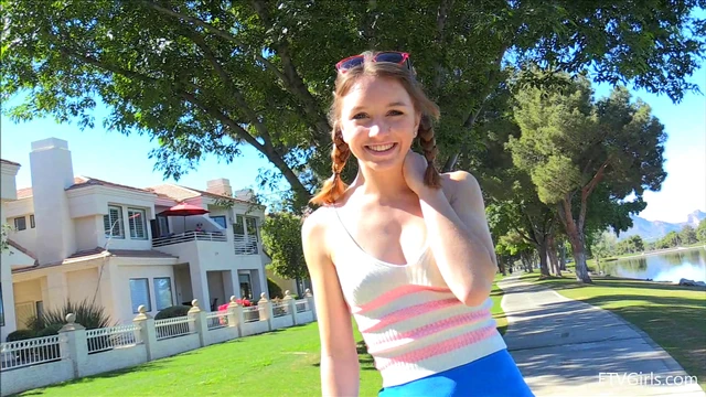 Seductive Roller Girl Flirts by Flashing Panties Publicly Upskirt