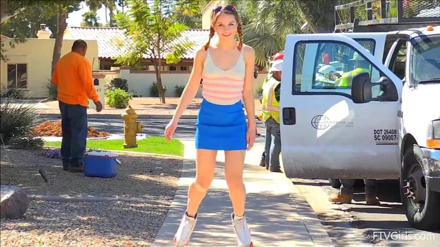 Seductive Roller Girl Flirts by Flashing Panties Publicly Upskirt