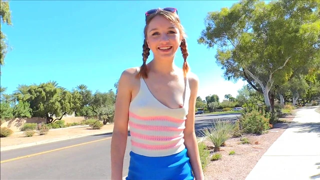 Seductive Roller Girl Flirts by Flashing Panties Publicly Mini-skirt2