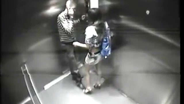 Sizzling Brunette Takes Charge Giving Blowjob to BF in Tight Elevator