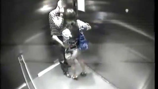 Sizzling Brunette Takes Charge Giving Blowjob to BF in Tight Elevator