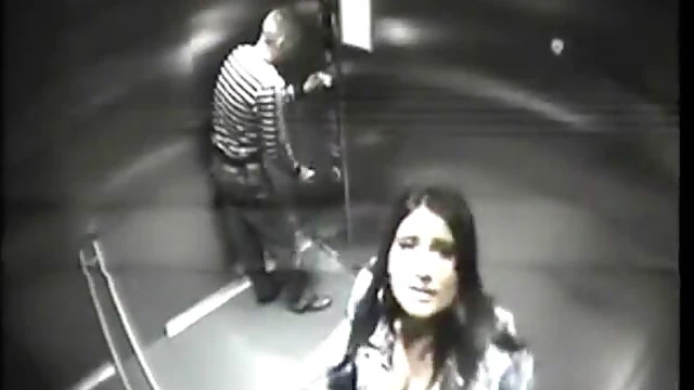 Sizzling Brunette Takes Charge Giving Blowjob to BF in Tight Elevator