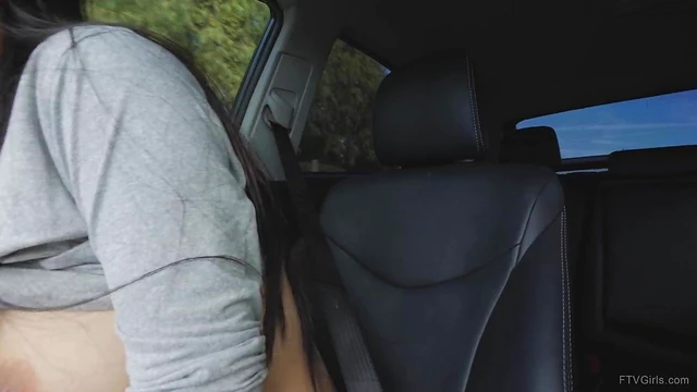 Sensual Brunette Shows Off Her Firm Tits In The Car For Your Pleasure