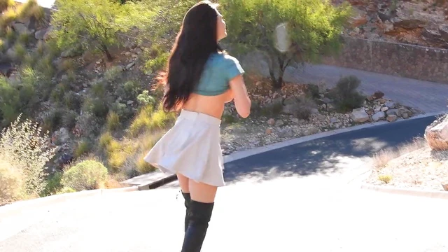 Sultry Alexis Fingers Her Pussy Outdoors for Public Pleasure Thrills