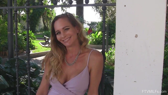 Blonde MILF Eve Teases Publicly by Exposing Her Pussy While Getting Fingered