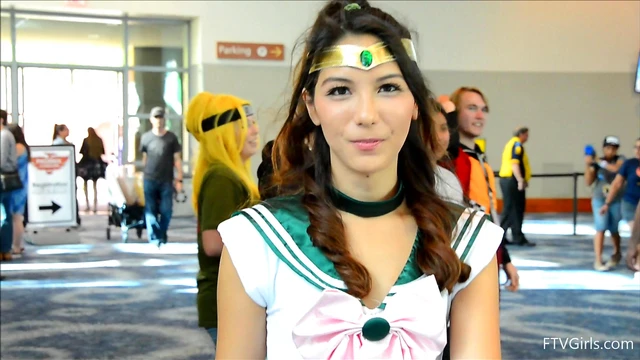 Sexy Brunette Cosplay Model Flashes Ass & Pussy Publicly for Thrills