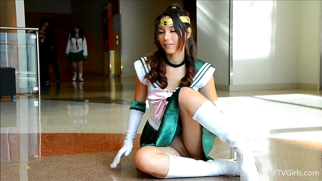 Sexy Brunette Cosplay Model Flashes Ass & Pussy Publicly for Thrills