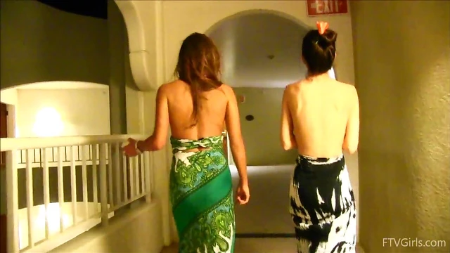 Hot Lesbians in Thong Caress Sweet Butts Indoors for Steamy Action