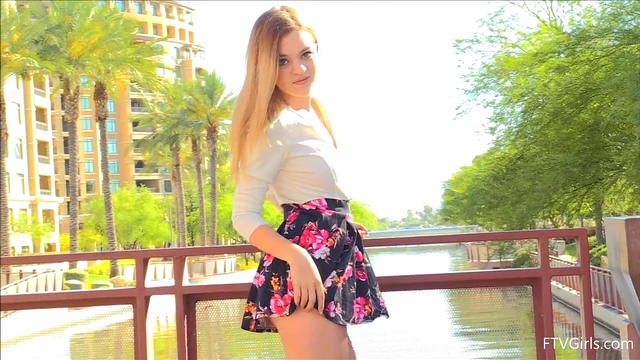 Blonde Teen Winter Flashes Her Stunning Big Tits in Public Places