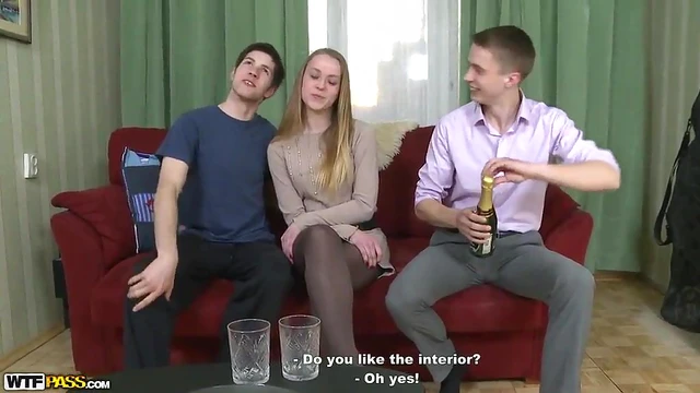 Sexy Naughty Girl Gets Fucked Hard While Giving Blowjob in Heated MMF Tryst