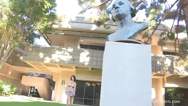 Sexy Brunette With Luscious Natural Boobs Goes Fully Naked Outdoors