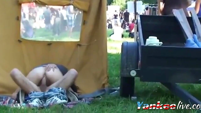 Passionate Public Fuck Under Music Festival Lights