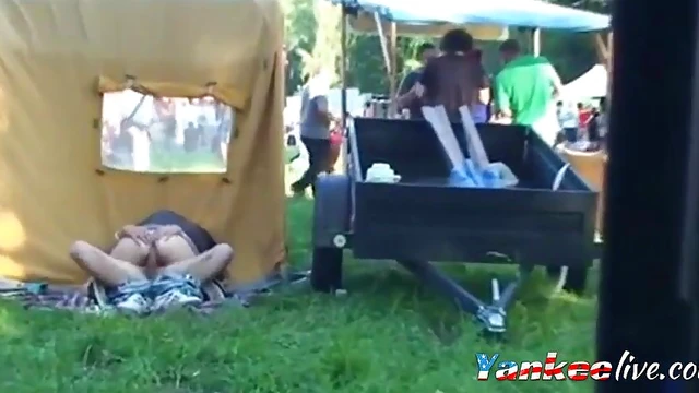 Passionate Public Fuck Under Music Festival Lights