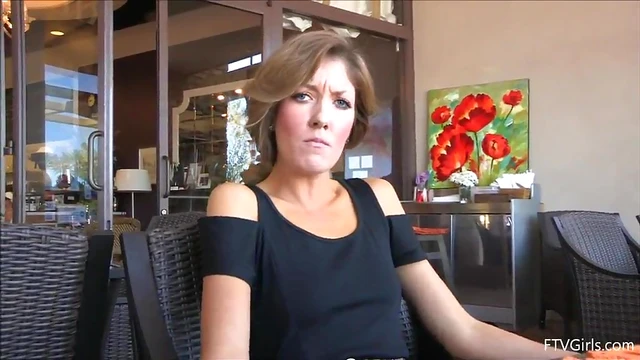 Teasing Emily Shows Off Her Perfectly Shaven Pussy in Public Spaces