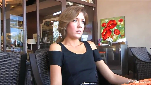 Teasing Emily Shows Off Her Perfectly Shaven Pussy in Public Spaces