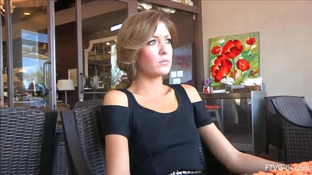 Teasing Emily Shows Off Her Perfectly Shaven Pussy in Public Spaces