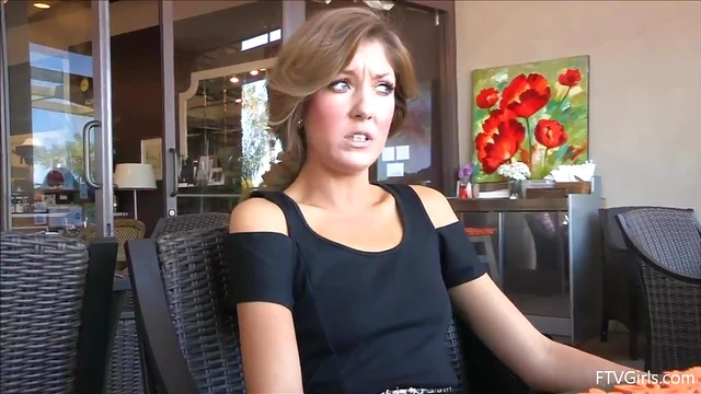 Teasing Emily Shows Off Her Perfectly Shaven Pussy in Public Spaces