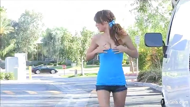 Teen Teases While Publicly Pleasuring Herself in Seductive Outdoor Show