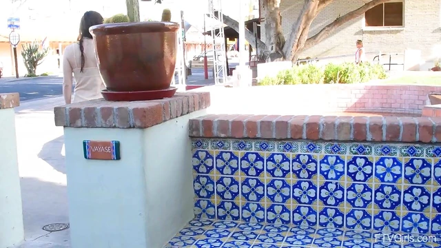 Sizzling April Fingers Herself Sensually Outdoors Under Open Sky