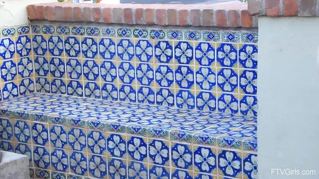 Sizzling April Fingers Herself Sensually Outdoors Under Open Sky