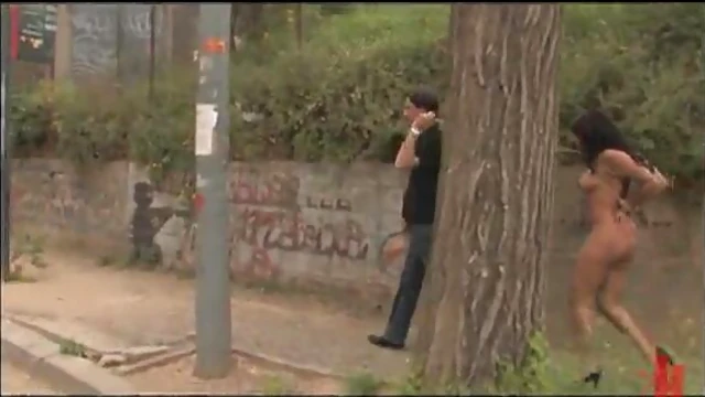 Bold Babe Takes Him Deep While Barely Covered Outdoors