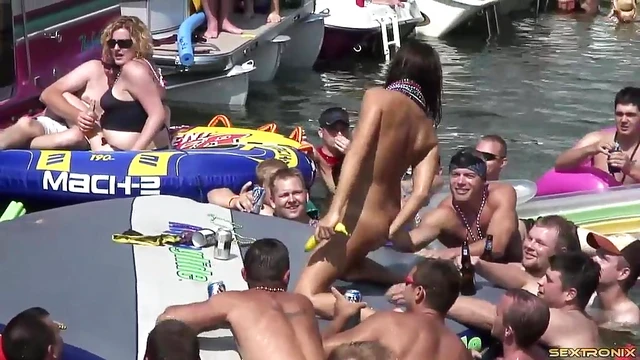 Lesbian Amateurs Play by the Lake While Guys Watch Excitedly Nearby