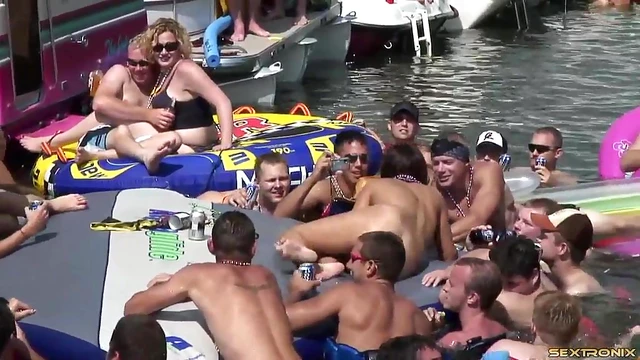 Lesbian Amateurs Play by the Lake While Guys Watch Excitedly Nearby