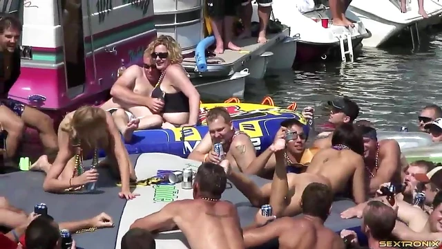 Lesbian Amateurs Play by the Lake While Guys Watch Excitedly Nearby