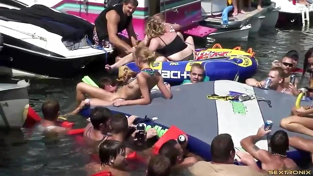 Lesbian Amateurs Play by the Lake While Guys Watch Excitedly Nearby