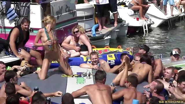 Lesbian Amateurs Play by the Lake While Guys Watch Excitedly Nearby